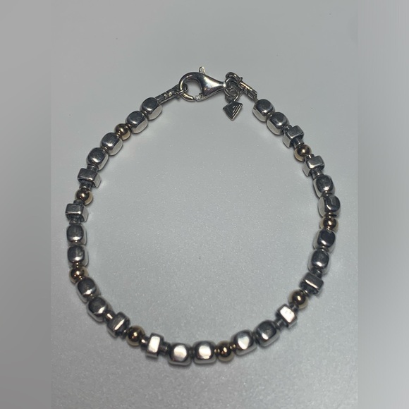 Silpada Vintage Sterling Silver Chunks & Gold Filled Beaded Bracelet - Picture 5 of 15